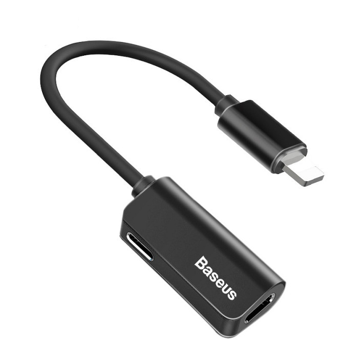 Перехідник Baseus iP Male to iP+iP Female L37 (Чорний) Николаев - изображение 2