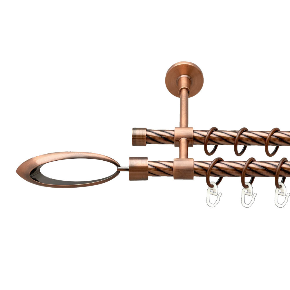 Карниз Orvit Венеція металевий дворядний закритий скручена труба кільце металеве Мідь 16\16 мм 200 см (00-00025272) Львів - фото 1