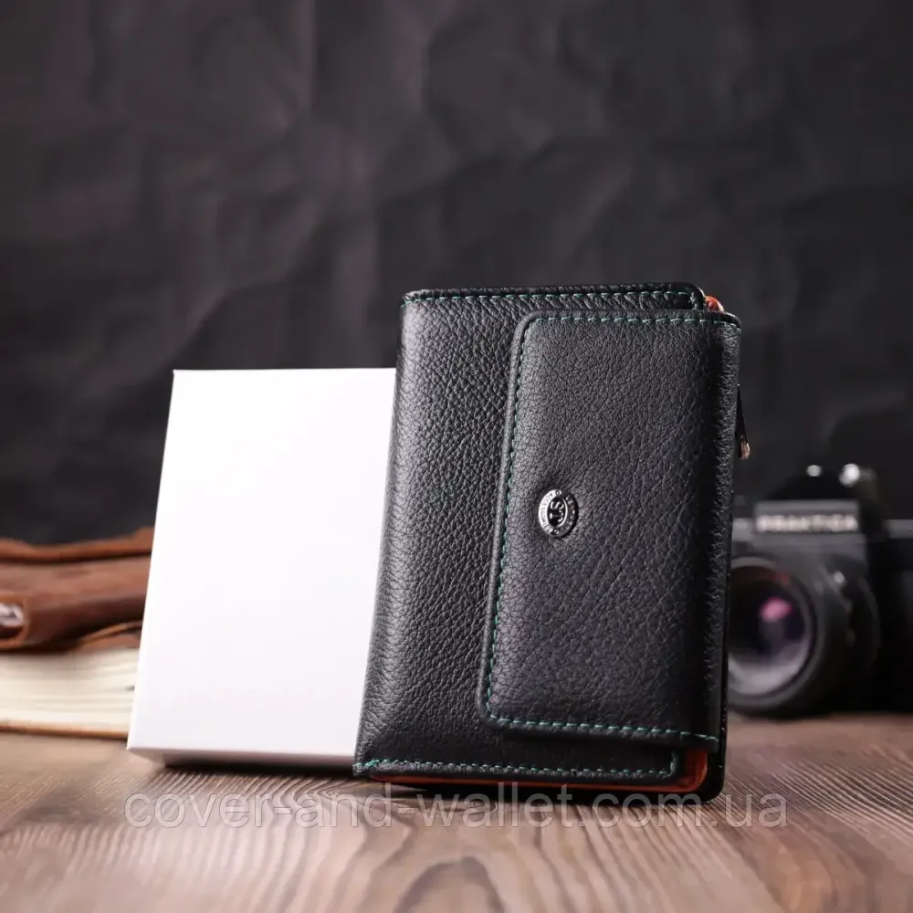 Черный кожаный женский портмоне среднего размера на магнитной застежке ST Leather Киев - изображение 8