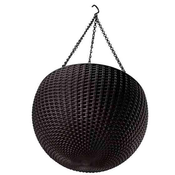Горщик для рослин Keter Rattan hanging sphere з ланцюжками підвісний, темно-коричневий, 8,6 л Київ
