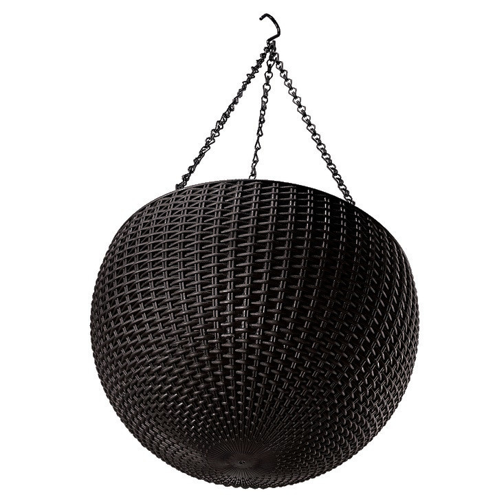 Горщик для рослин Keter Rattan hanging sphere з ланцюжками підвісний, темно-коричневий, 8,6 л Київ - фото 3