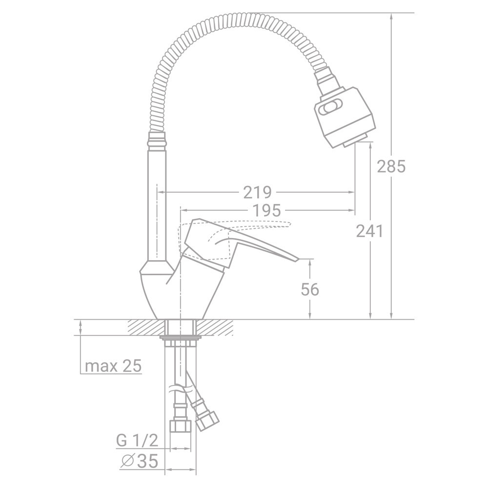 Смеситель s43 Ø40 для кухни гусак гофрированный на гайке TAU SM-4B644C (9843150) Киев - изображение 2