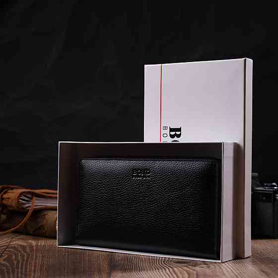 Місткий чоловічий клатч з одним відділенням з натуральної шкіри BOND 22029 Чорний Київ