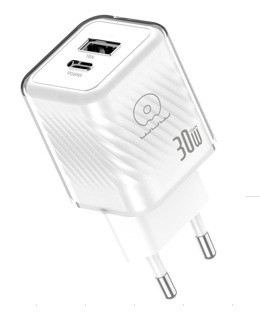 Мережевий зарядний пристрій WUW-C228 30W Gan Charger USB C + USB A white Одеса - фото 1