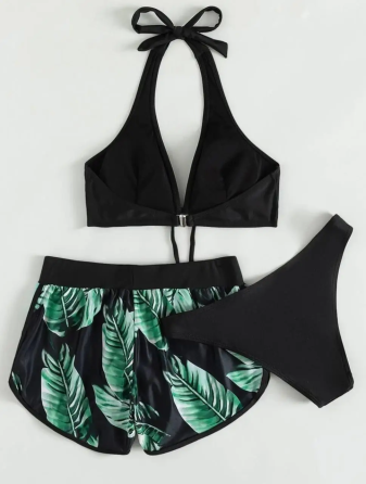 Купальник жіночий роздільний трійка Зелений S Харків