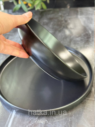 Тарілка глибока салатник чорний кераміка 20 см "Саіда" 102-1576 для дому та ресторанів Київ