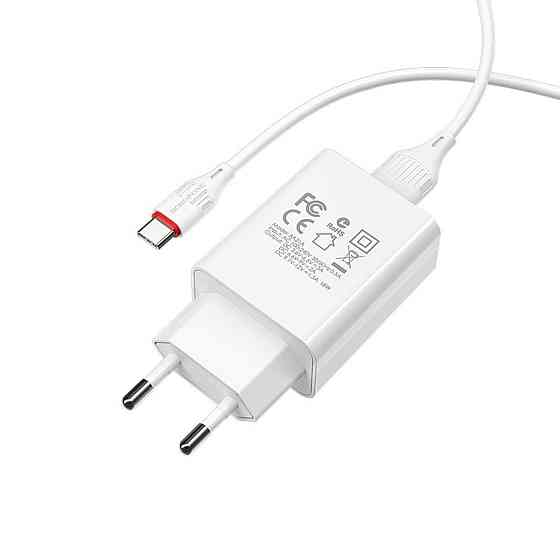 Мережевий зарядний пристрій BOROFONE BA21A Long journey single port QC3.0 charger set, колір білий BA21ACW Одеса