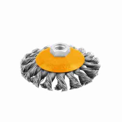 Щітка для електроінструменту Tolsen конічна плетена 100 мм М14, стальний дріт 0.5 мм (77629) Вінниця
