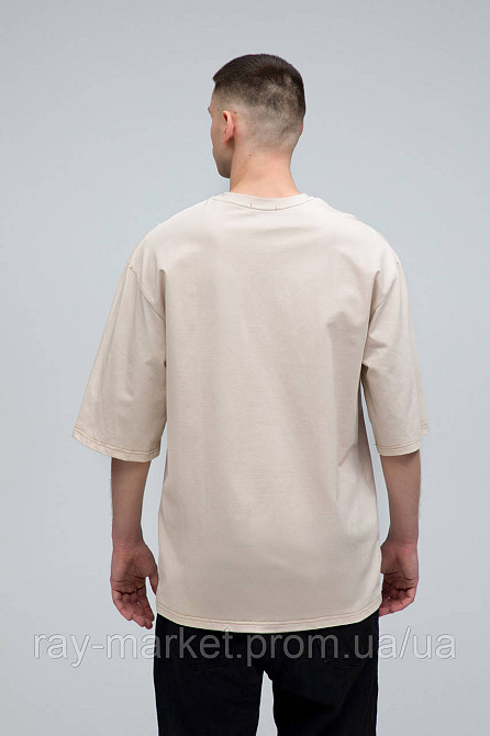 Футболка оверсайз RAY OVERSIZE чоловіча бежева (U0104M-Cream) Київ - фото 3