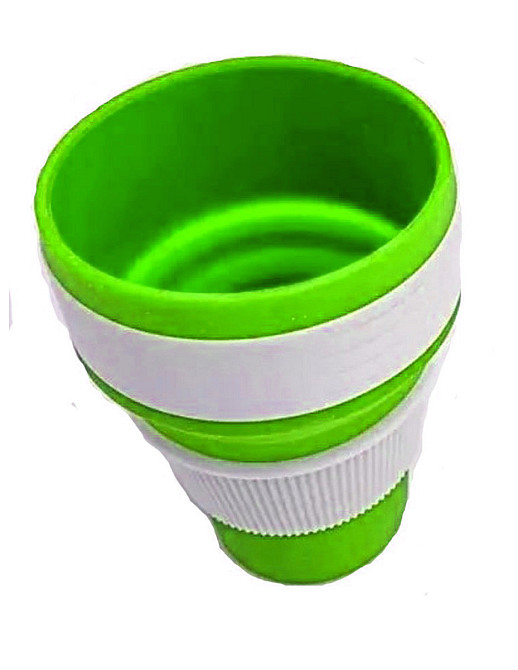 Стакан складной силиконовый 350 мл с крышкой салатовый Киев - изображение 3