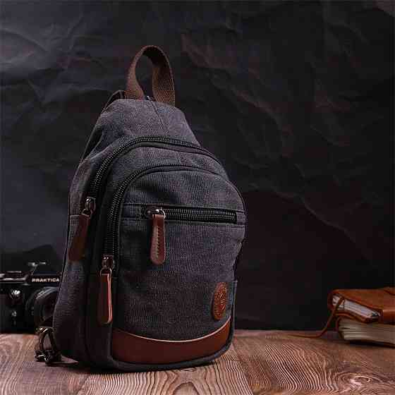 Текстильна сумка з ущільненою спинкою через плече Чорний (Vintage) Київ