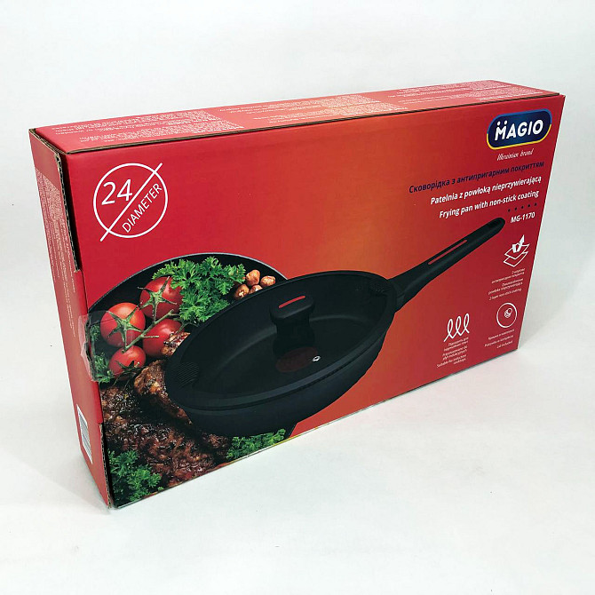 Сковорідка на довго Magio MG-1170 24см, Зручна сковорідка для будинку, Сковорідка KN-122 для кухні Київ - фото 1