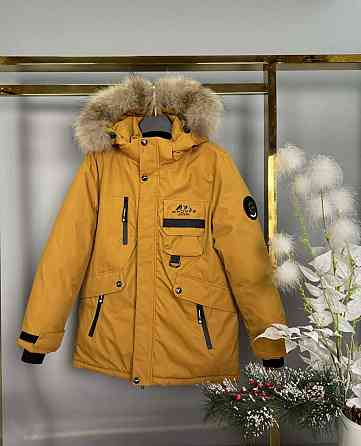 Подростковая горчичная зимняя куртка для мальчика на холофайбере 146,152,164 Николаев