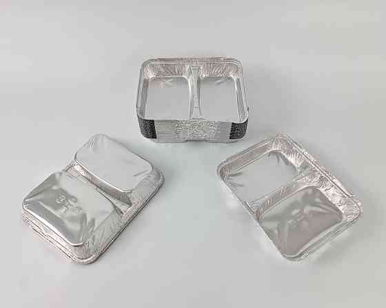 Контейнер из пищевой алюминиевой фольги прямоугольный двухсекционный   520/320мл SPM2L 100шт в упаковки (1 Харьков
