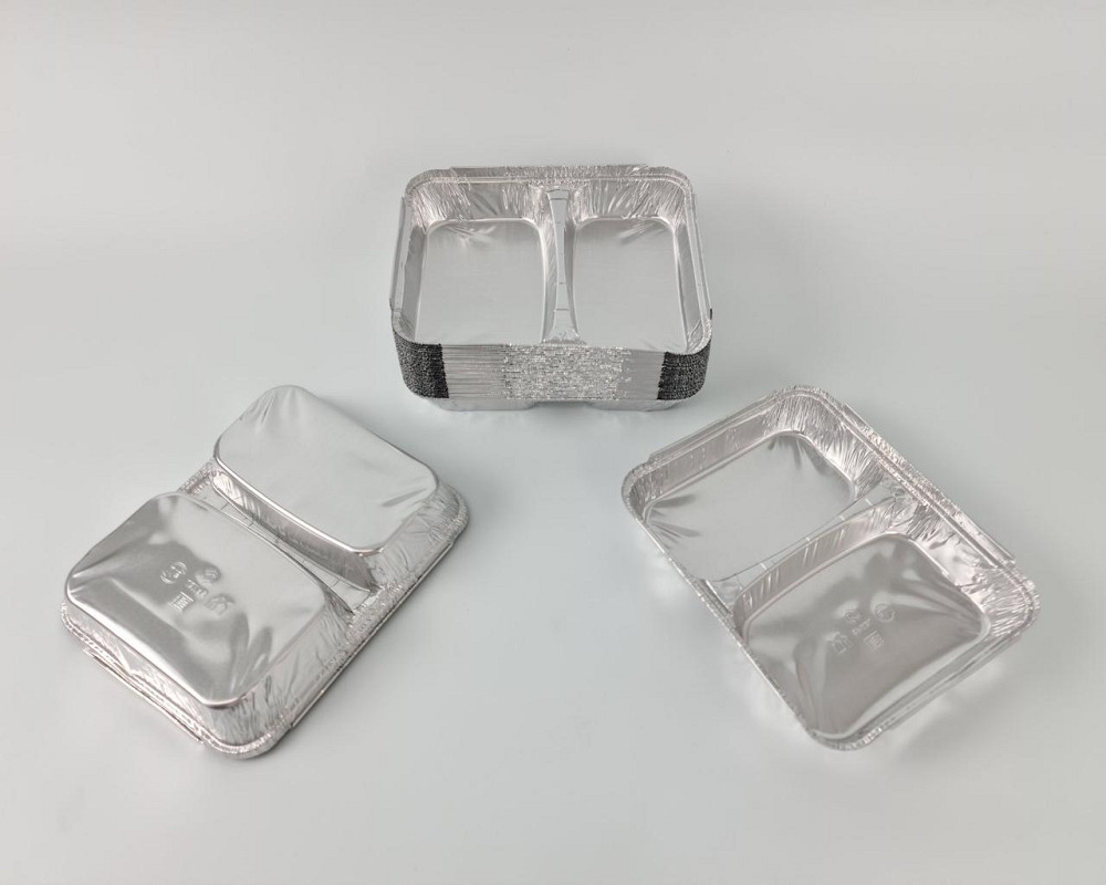 Контейнер из пищевой алюминиевой фольги прямоугольный двухсекционный   520/320мл SPM2L 100шт в упаковки (1 Харьков - изображение 4
