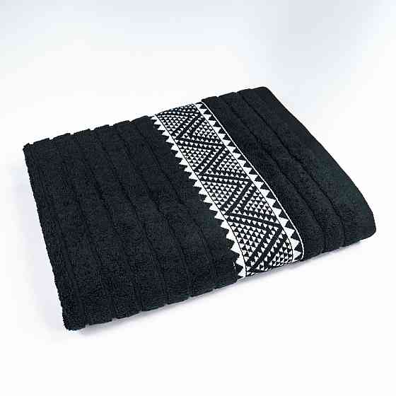 Комплект махрових рушників Зіпп 3шт GM Textile 50х90см, 50х90см, 70х140см 500г/м2 (Чорний) Суми