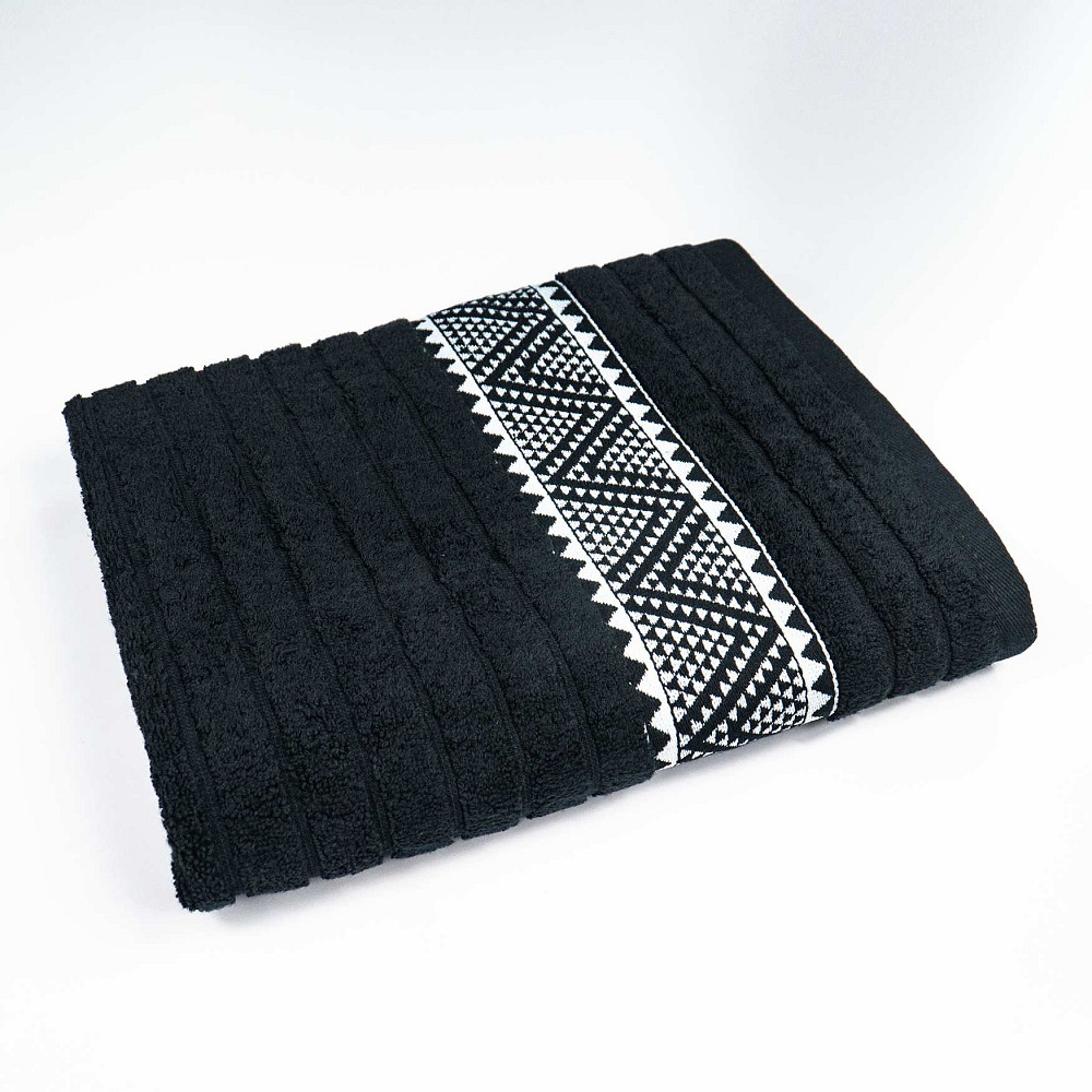 Комплект махровых полотенец Зипп 3шт GM Textile 50х90см, 50х90см, 70х140см 500г/м2 (Черный) Сумы - изображение 6