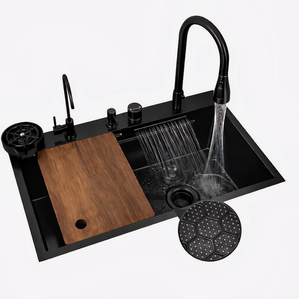 Кухонная мойка водопад Willda черная / Nano Black 75x46x22 см (486367195) Киев - изображение 5