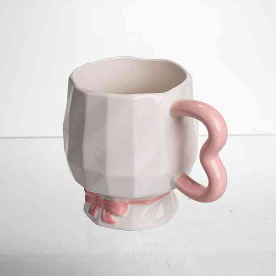 Чашка порцелянова на ніжці 400 (мл) оригінальна кружка на подарунок чашка для чаю та кави Рожевий FM-39C Коломия