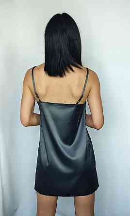 Жіноча нічна сорочка атласна на бретельках що регулюються Графітовий XS Харків