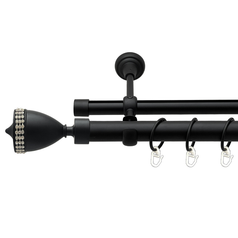 Карниз Orvit Етернія металевий дворядний опозитний гладка \ профільна труба кільце металеве Чорний Оксамит 25\19 мм 240 см Львів - фото 1