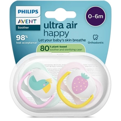 Пустышка Philips AVENT Ultra Air 0-6 місяців 2 шт жовто-рожева (SCF080/24) Винница - изображение 4