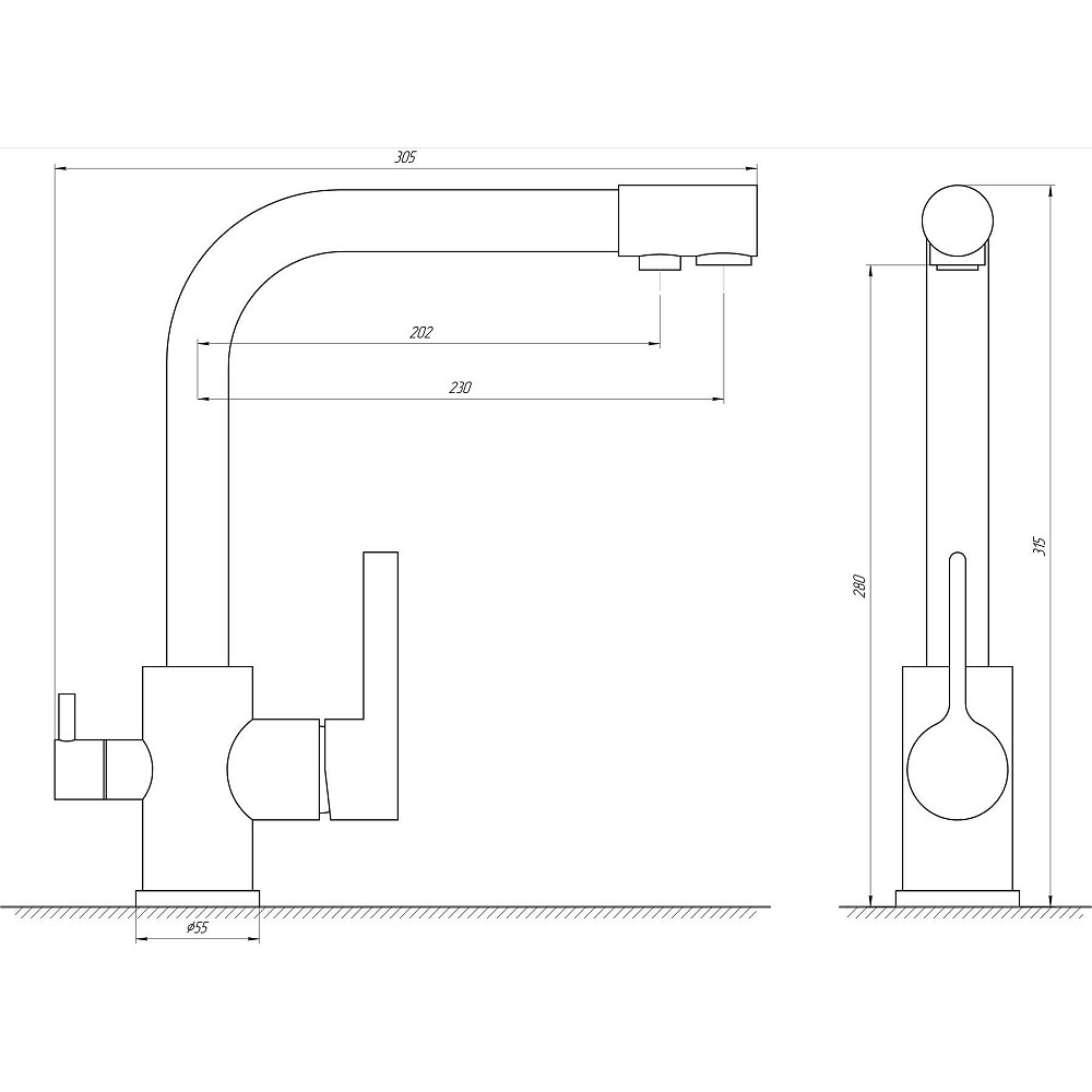 Змішувач для кухні під осмос Globus Lux LAZER GLLR-0444-11-GRAPHITE Луцк - изображение 6