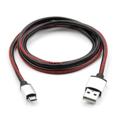 Дата кабель USB 2.0 AM to Micro 5P 1m pu leather black Vinga (VCPDCMLS1BK) Винница - изображение 2