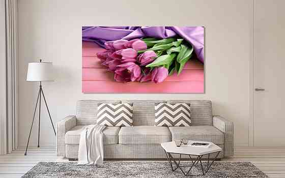 Картина полотно у вітальню / спальню  Рожеві Тюльпани    MLP_392 ( 60х30см ) 90х180см Київ