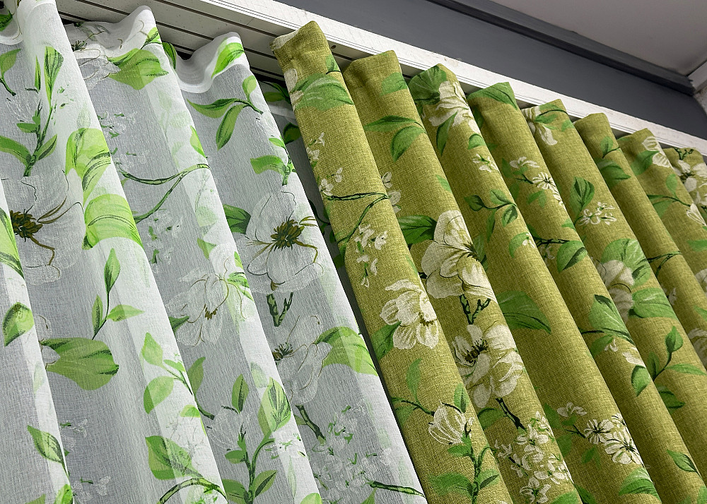 Комплект штор VR-Textil Лен Прованс 150х265 2шт и Тюль 600х265 1726ш-1809т Оливковый с белым 71-106/5 Киев - изображение 8