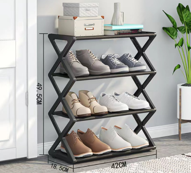 Модульна поличка для взуття, чорний органайзер на 4 полички для прихожої 42х18.5х49.5 см Кам'янець-Подільський - фото 1