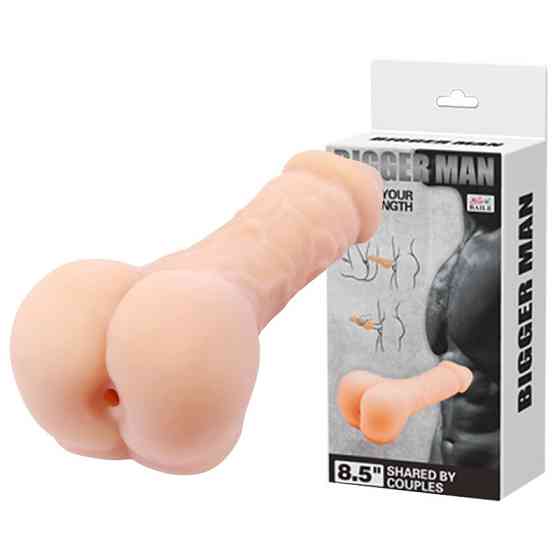 Мастурбатор-насадка у вигляді пеніса BAILE Bigger Man Penis, реалістичний, кібершкіра, 21,5 × 4,5 см Sex Aura Київ