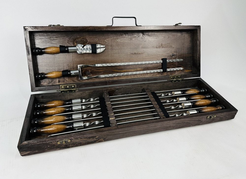 Подарунковий набір шампурів у дерев'яному кейсі ПРЕМІУМ (МАЛЕНЬКИЙ) HAPPY DAYS Тернопіль - фото 2