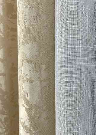 Комплект штор VR-Textil Льон Мармур 200х270 2шт і Тюль 500х270 1270ш-115т Бежевий з білим 71-122/6 Київ