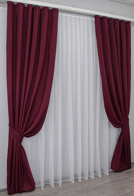 Комплект готових штор VR-Textil Жакард Ібіца № 881ш Бордовий 140х270 см 2 шт (39-883) Київ - фото 3