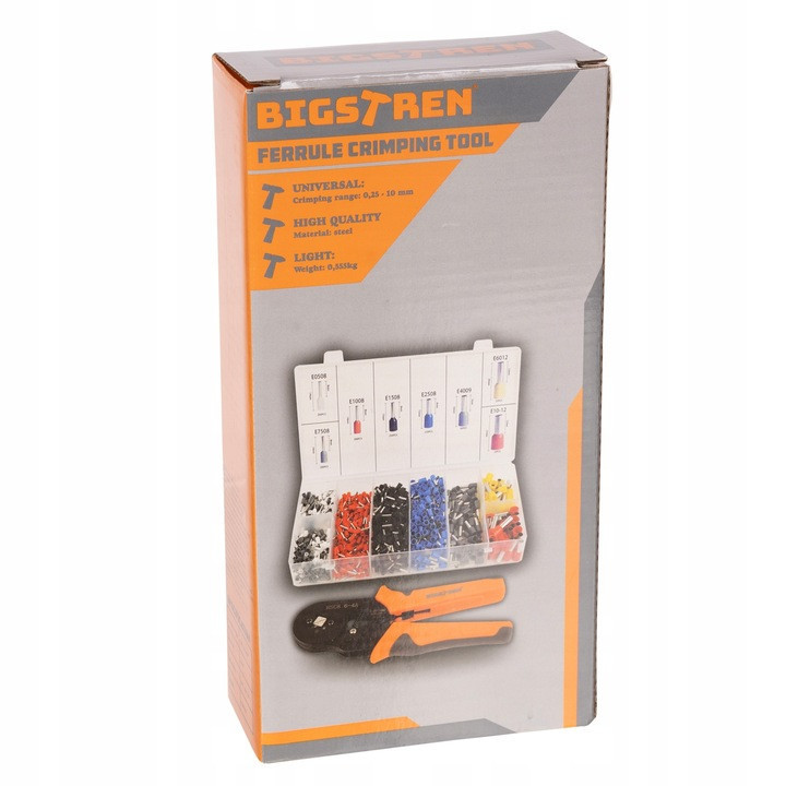 Кримпер - щипці для обтиску наконечників 0.25-10 мм2 + 1200 гільз Bigstren (22717) Нововолинськ - фото 7