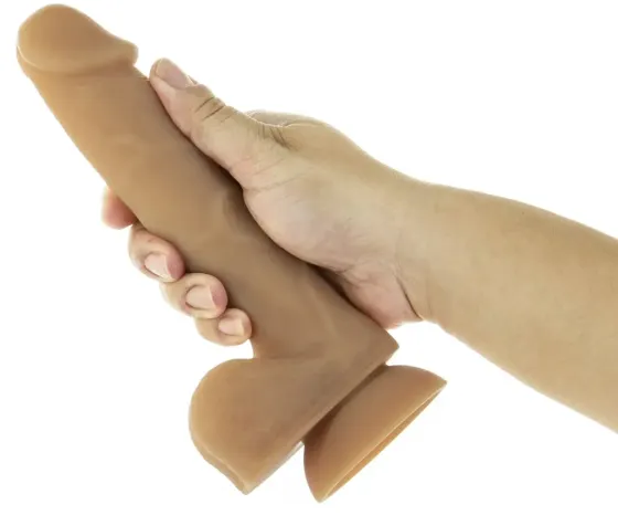 Гнучкий фалоімітатор на присосці ADDICTION — ANDREW 8″ Silicone Dong — Caramel, віброкуля в подаруно Львов