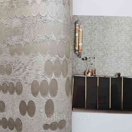 Шпалери вінілові на паперовій основі Zambaiti C88122 ABITAT лофт геометрія овали кола сірий сріблястий метал Київ