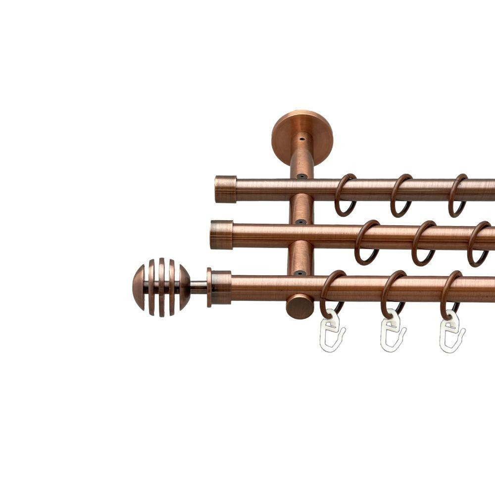 Карниз Orvit Верона металевий трирядний циліндр (20 см) гладка труба кільце металеве Мідь 16\16\16 мм 300 см (00-00020328) Львів - фото 1