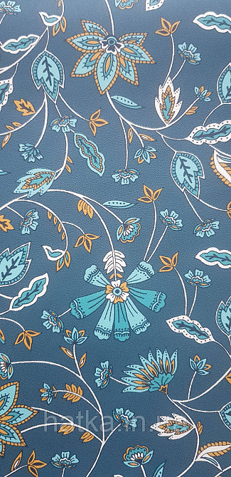 Шпалери вінілові на флізеліні Rasch Clasik 0,53х10 квіти листя гілки яскраві бірюзові білі Київ - фото 2