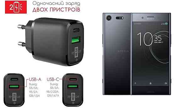 Сетевое зарядное устройство для Sony Xperia XZ, 20W 3A, Quick Charge 3.0 Киев