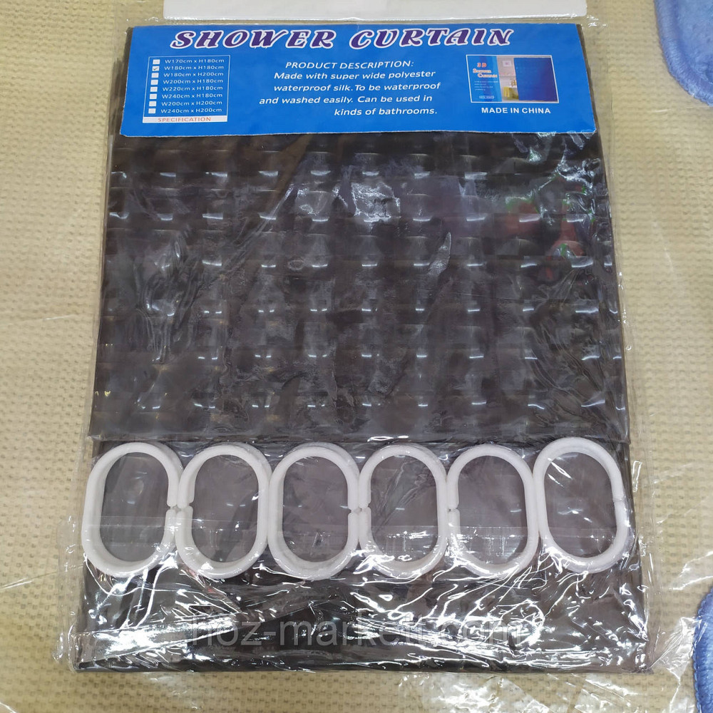 Штора у ванну силіконова з 3 D ефектом шторка для ванної сіра 180 х 180 см Харків - фото 7