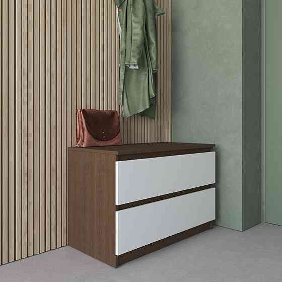 Комод VAYS R-19 Венге Темний-Білий фасад, 2 шухляди без ручок, ЛДСП, 80×40×53 см - для передпокою, спальні, вітальні Львів