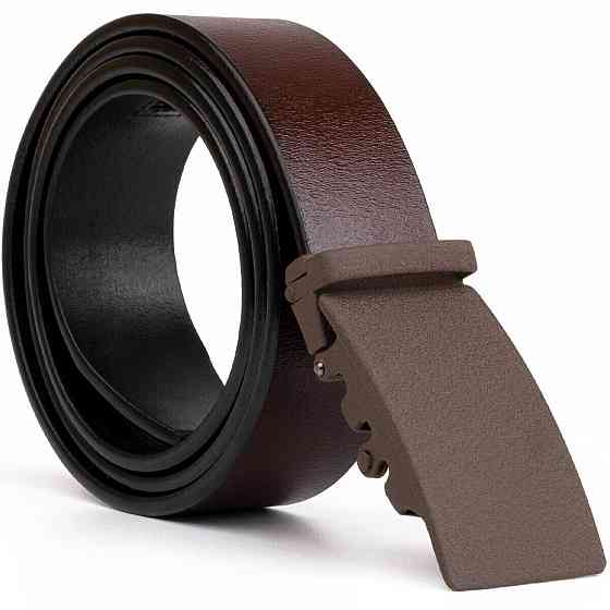 Ремінь з натуральної шкіри з матовою автоматичною пряжкою Vintage 20217 Коричневий Київ