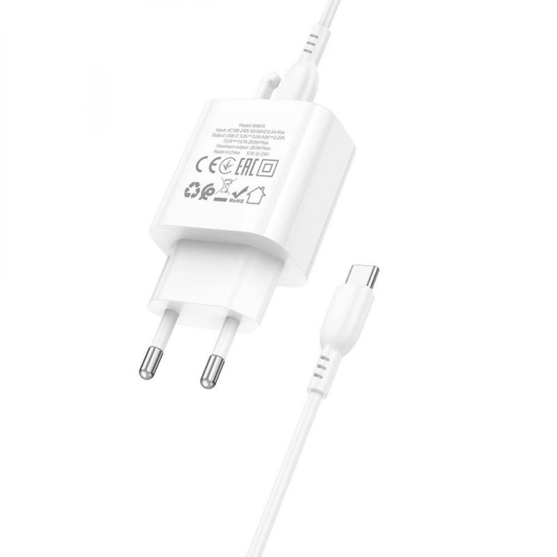 Мережевий зарядний пристрій з кабелем BOROFONE BA81A single port PD20W charger set (Type-C to Type-C) (EU) Одеса - фото 6