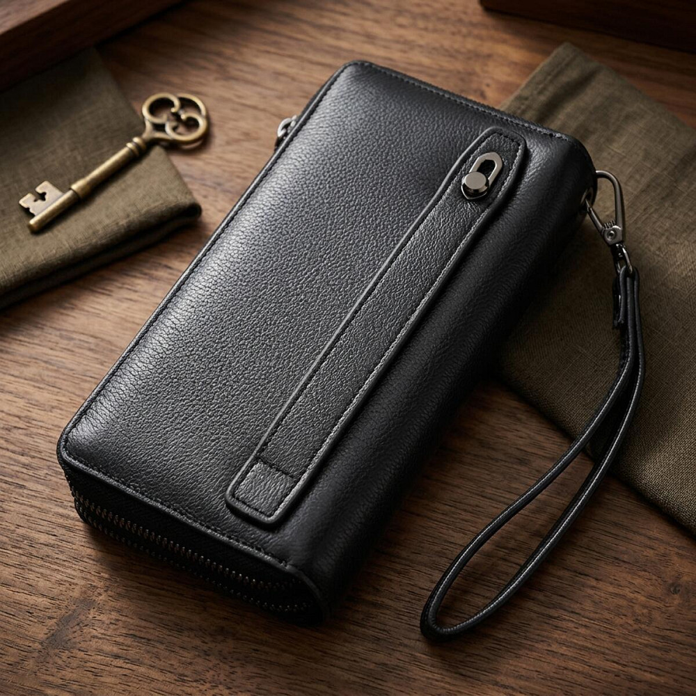 Чоловічий шкіряний клатч для карток і документів, чорний (ST Leather) Київ - фото 13