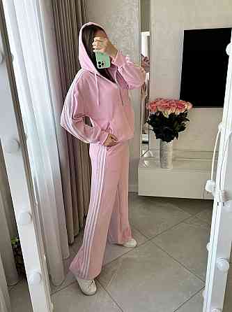 Жіночий стильний прогулянковий велюровий костюм, двойка Рожевий, 52/54 Одеса