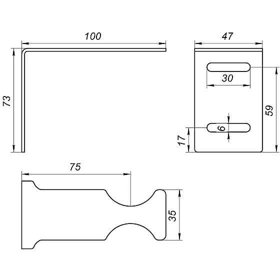 Кронштейн секційного радіатора CRISTAL NS-1012 кутовий оцинкований 100x77x47мм (кратно 2) Тернопіль