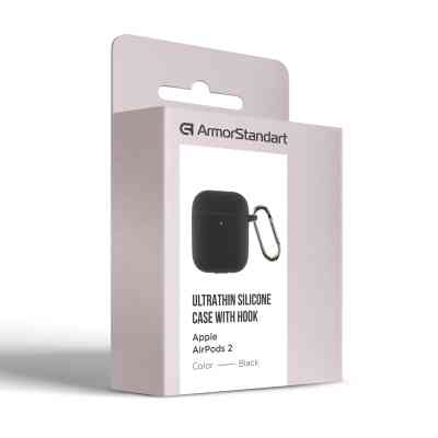 Чохол для навушників Armorstandart Ultrathin Silicone Case With Hook для Apple AirPods 2 Black (ARM59679) Вінниця