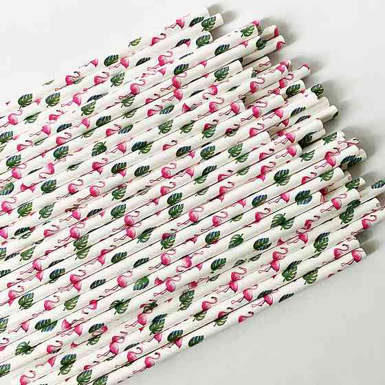 Коктейльні трубочки Фламінго 25штук 20 см різнобарвний Київ